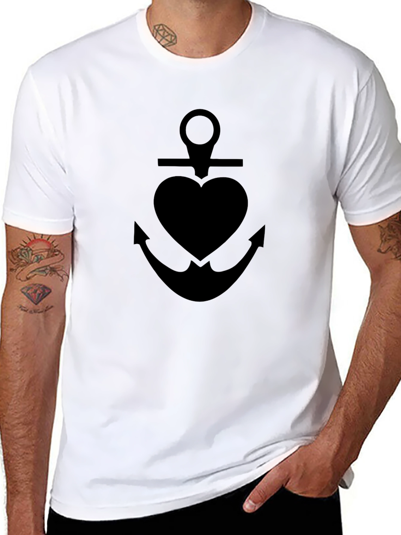Black Anchor Heart T-Shirt