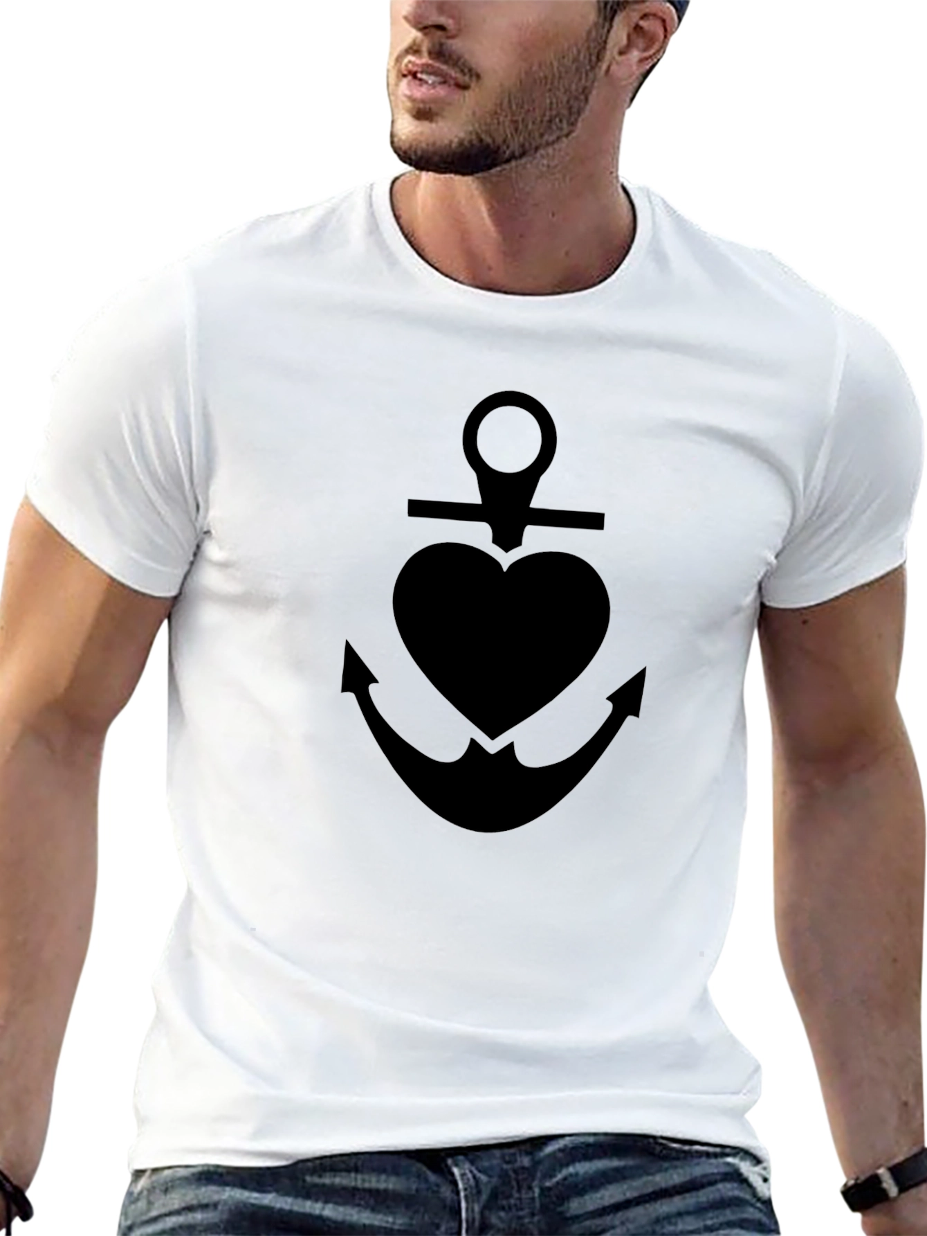 Black Anchor Heart T-Shirt