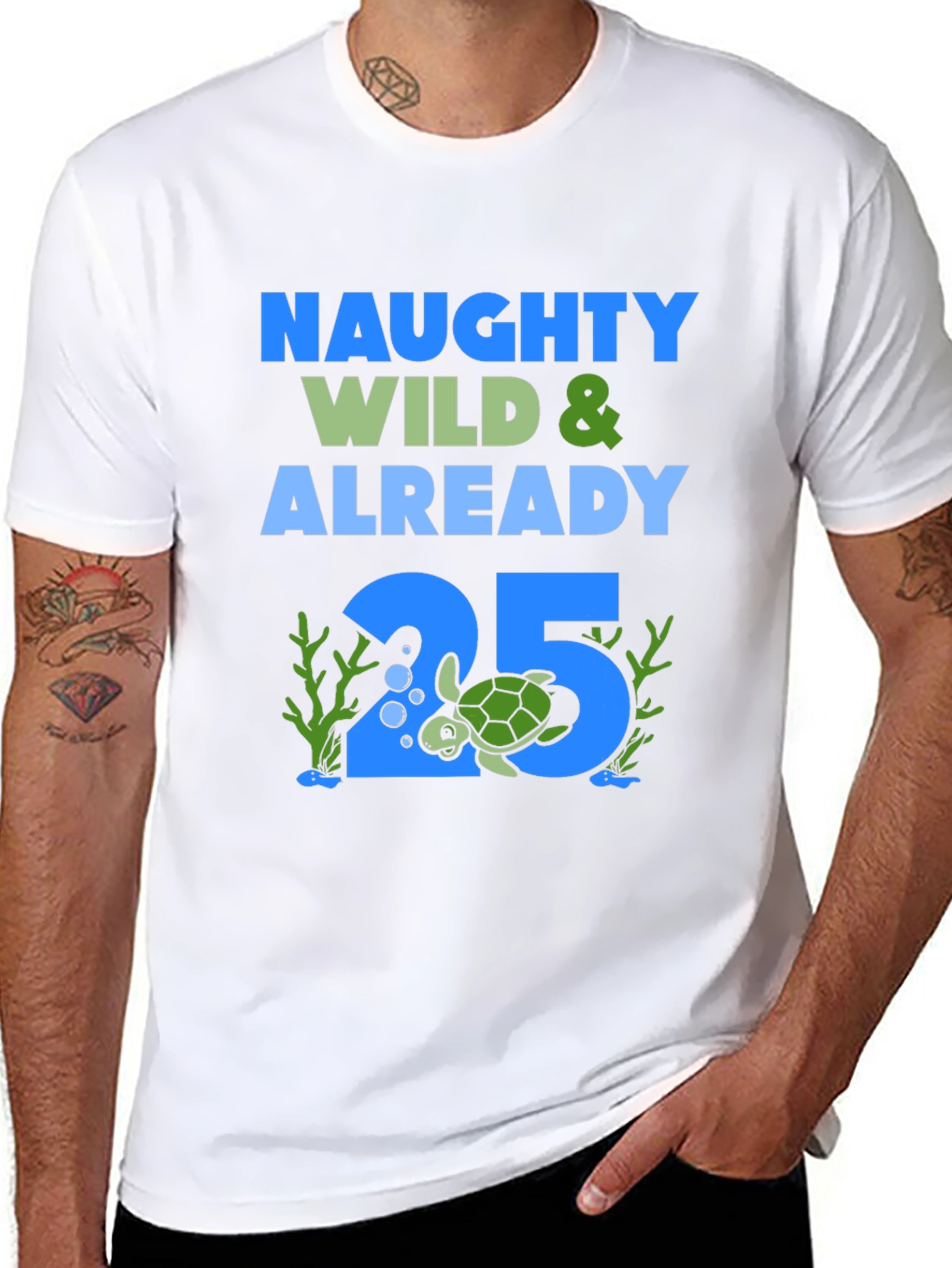 Naughty Wild 25th Birthday Turtle T-Shirt