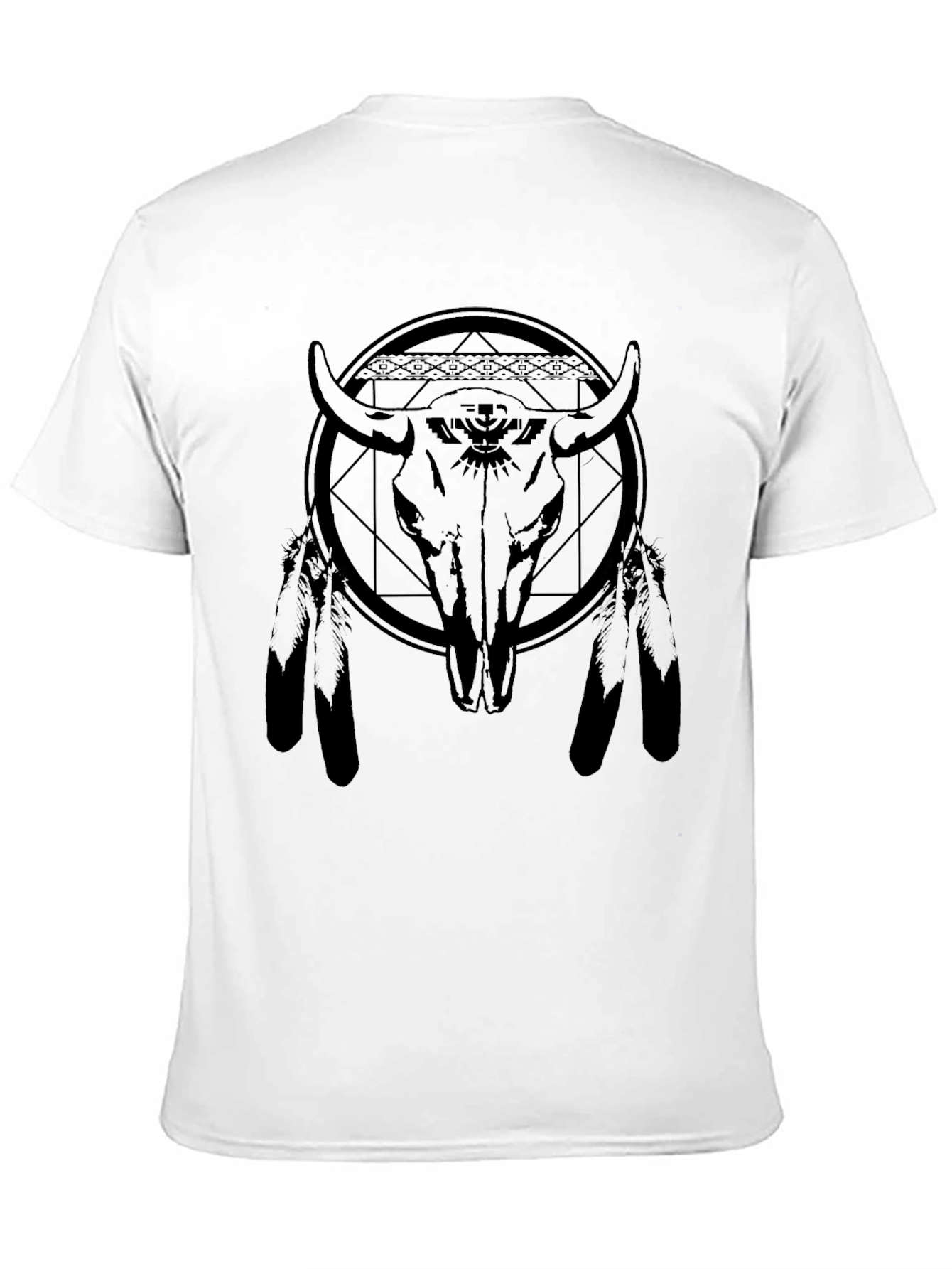 Bison Skull Graphic Tee - Black Cotton Blend