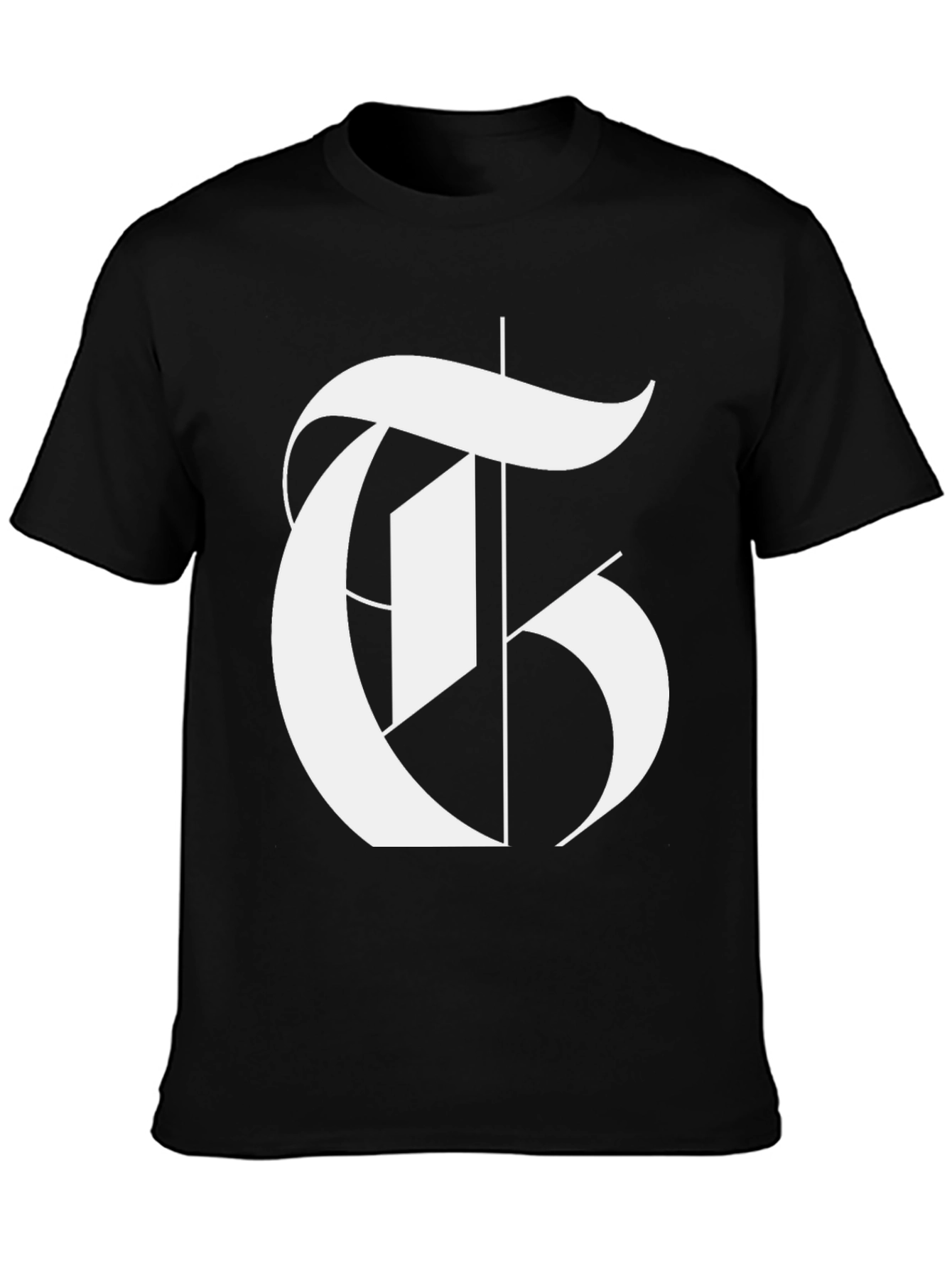 Bold Letter T Graphic Black T-Shirt
