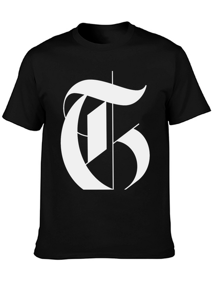 Bold Letter T Graphic Black T-Shirt