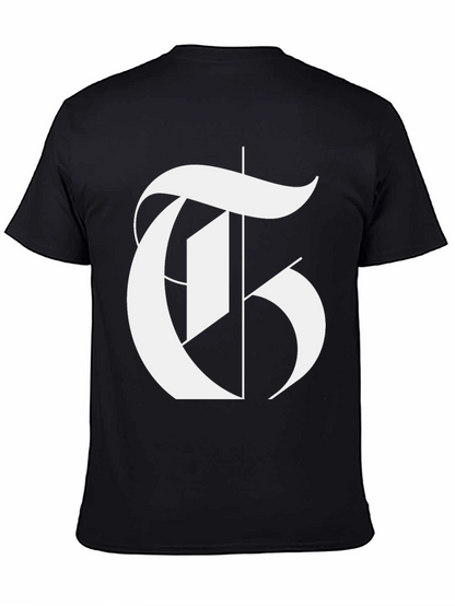 Bold Letter T Graphic Black T-Shirt