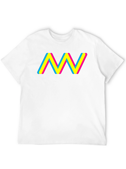 Trendy CMY Wave Graphic T-Shirt - Black