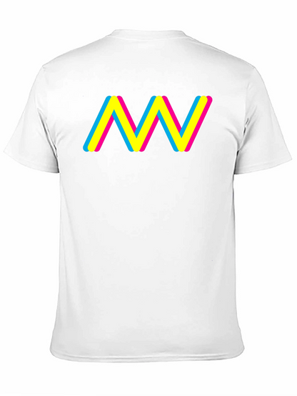 Trendy CMY Wave Graphic T-Shirt - Black