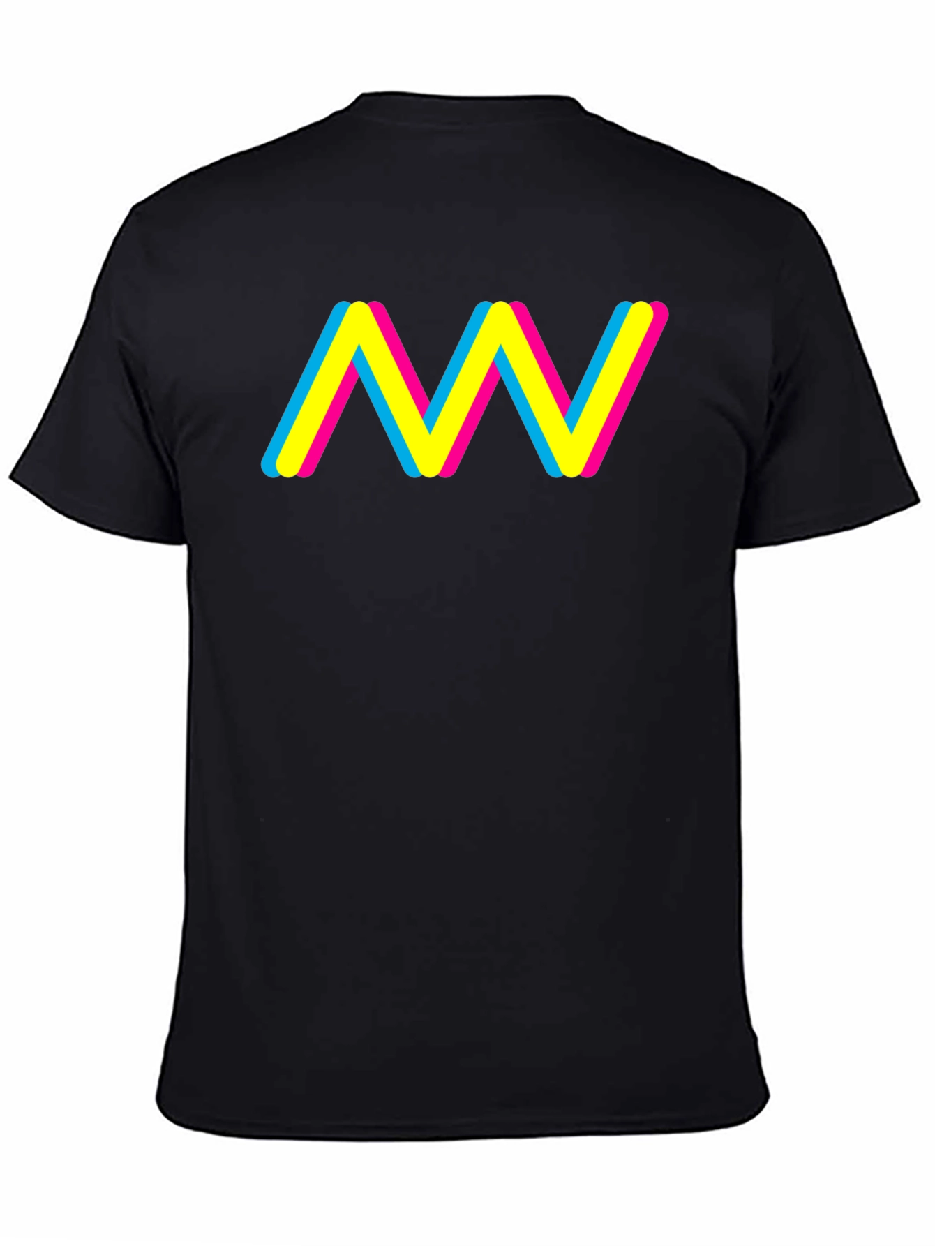 Trendy CMY Wave Graphic T-Shirt - Black