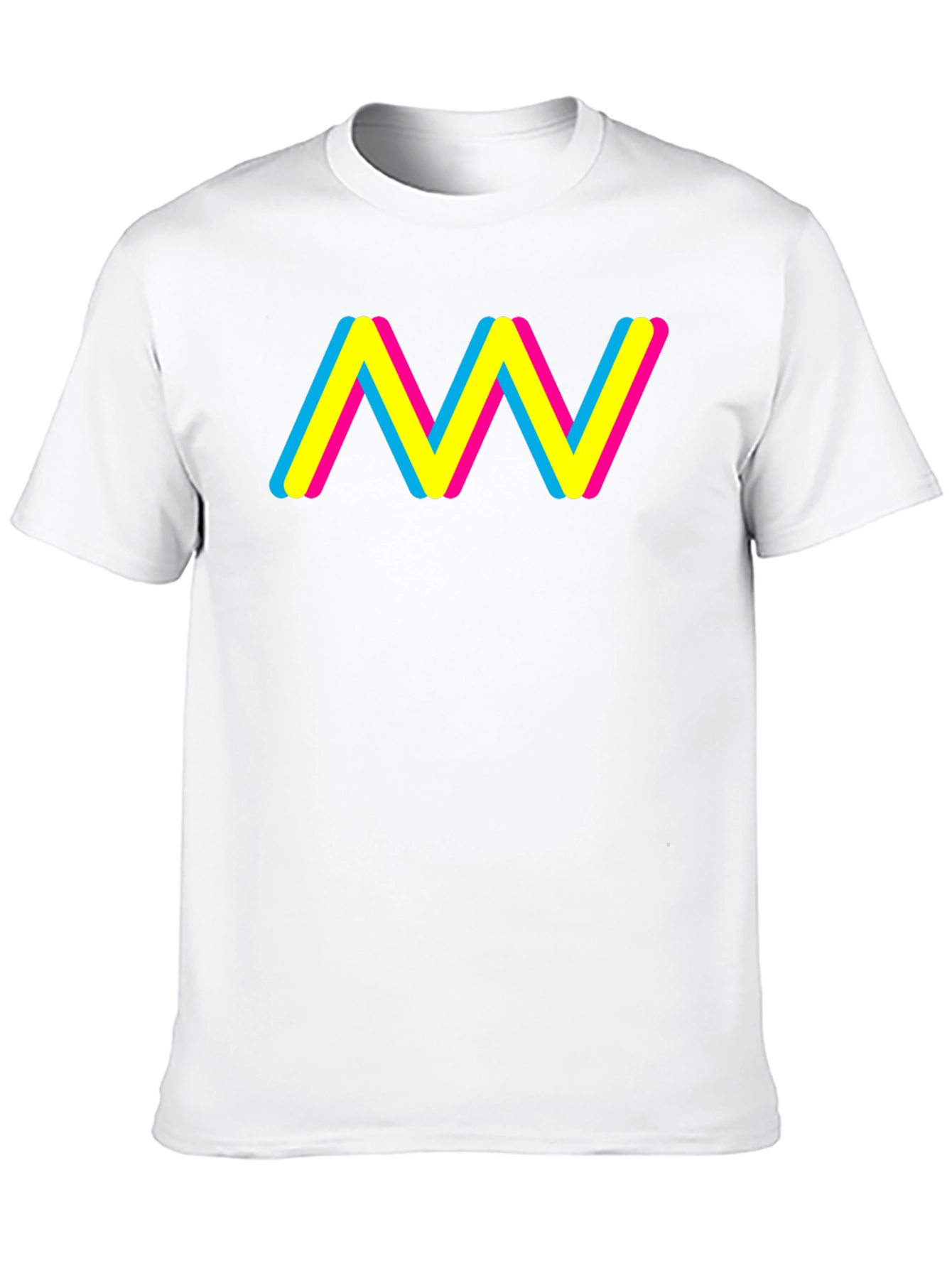 Trendy CMY Wave Graphic T-Shirt - Black