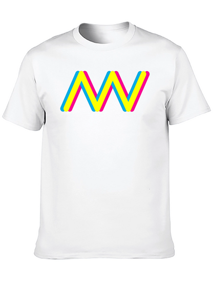 Trendy CMY Wave Graphic T-Shirt - Black