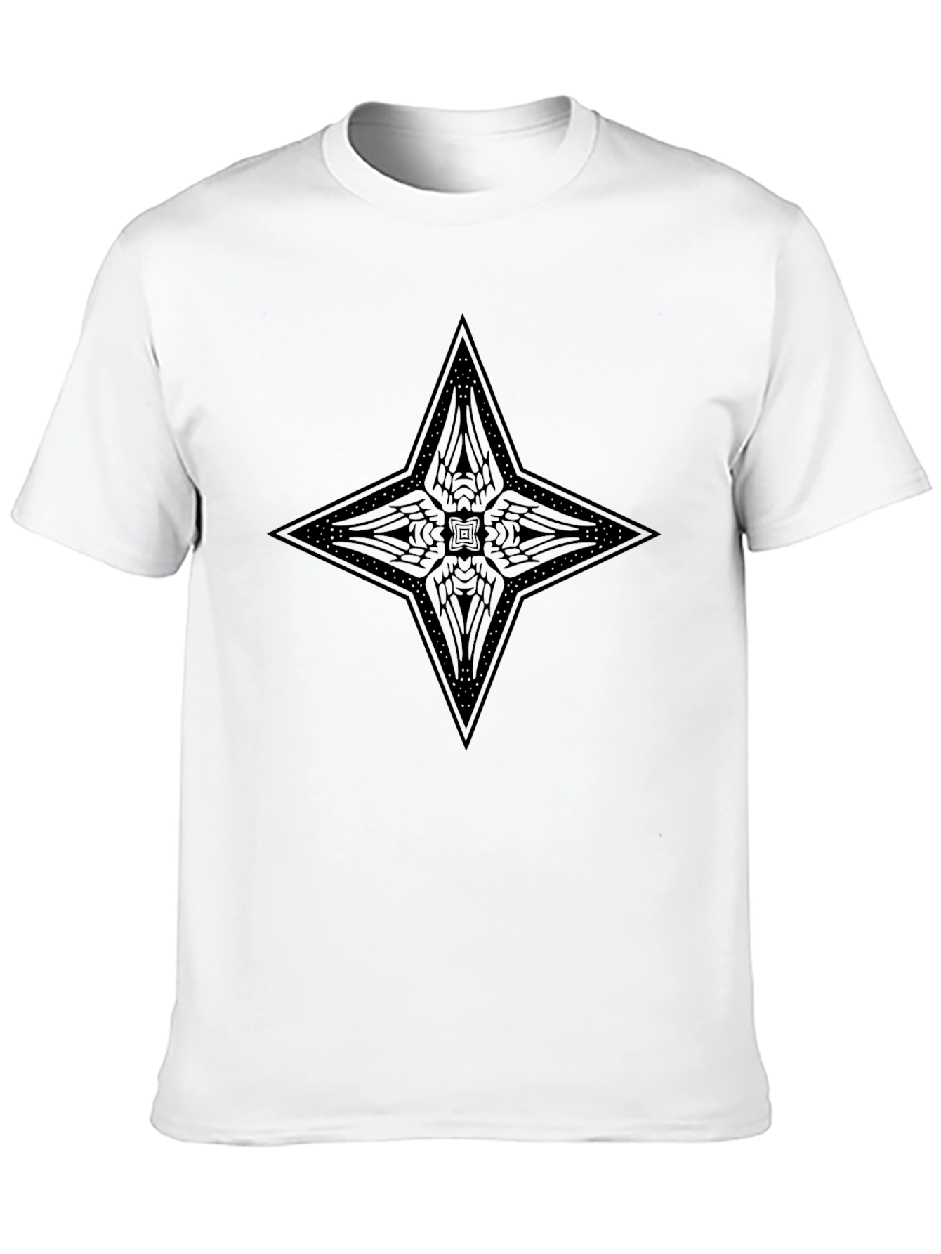 Geometric Star Design Black T-Shirt