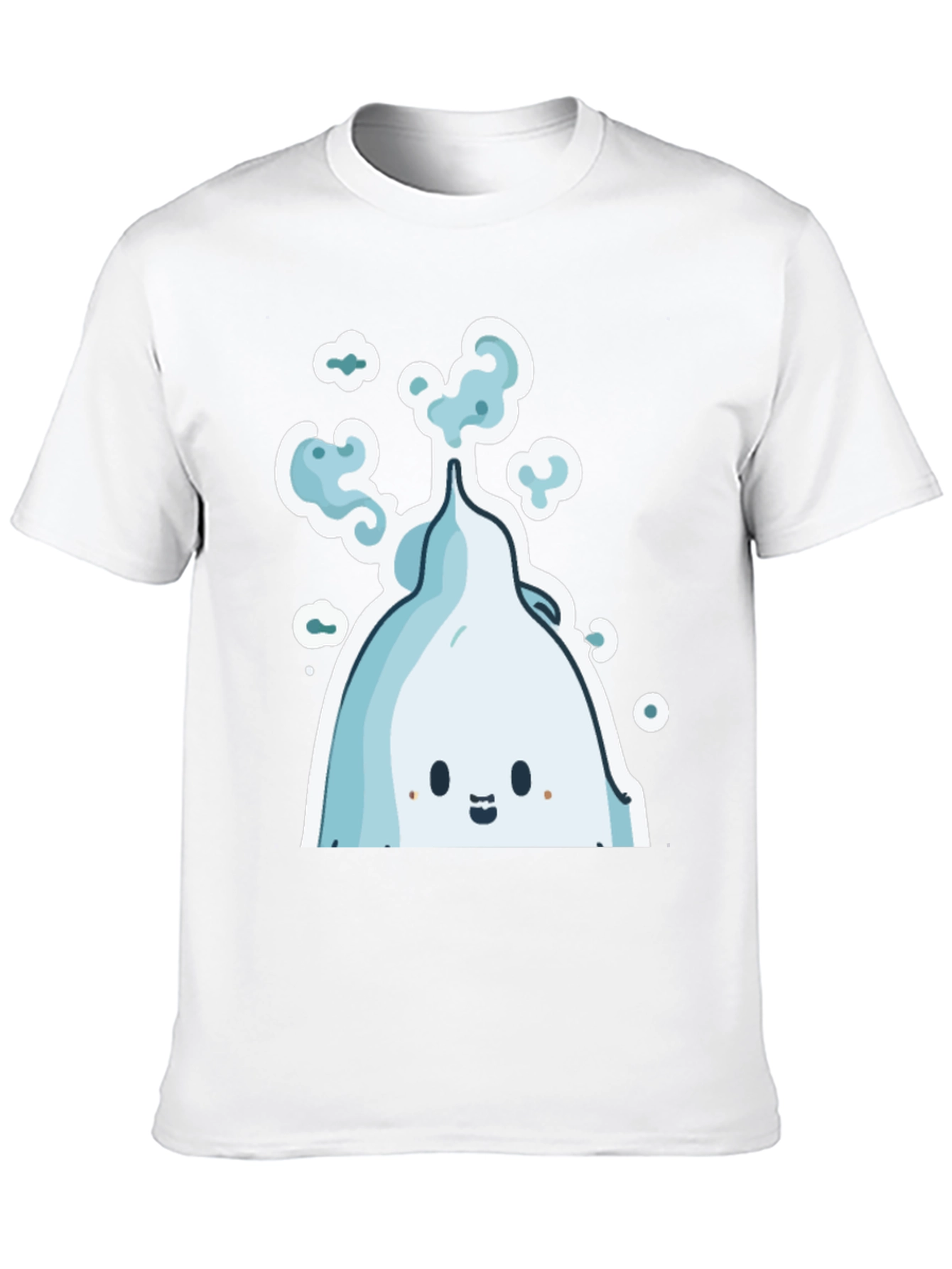 Cute Ghost Cartoon Graphic Tee - Black Cotton Shirt