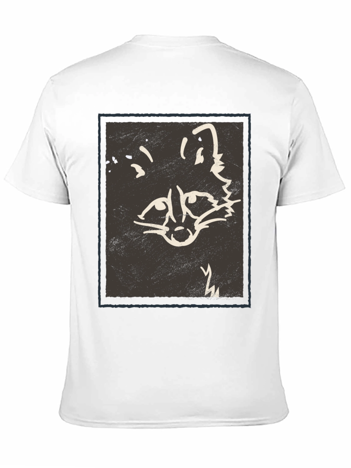 Abstract Raccoon Graphic Print Black T-Shirt