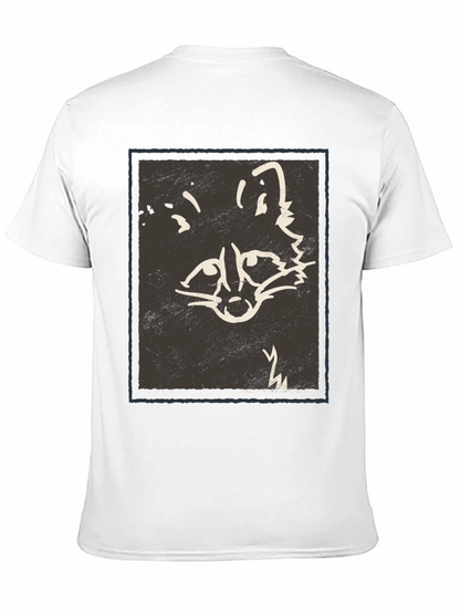 Abstract Raccoon Graphic Print Black T-Shirt