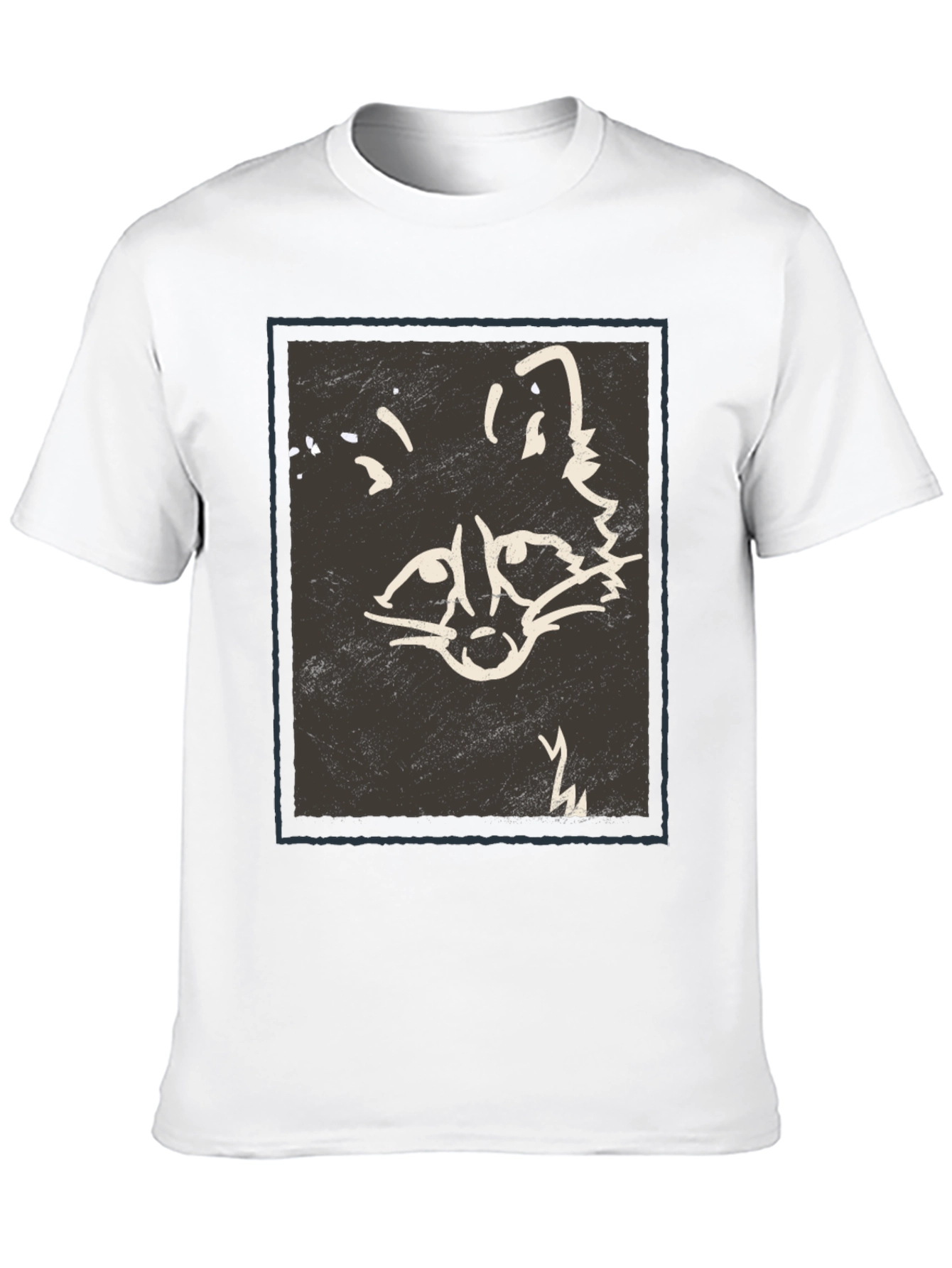 Abstract Raccoon Graphic Print Black T-Shirt