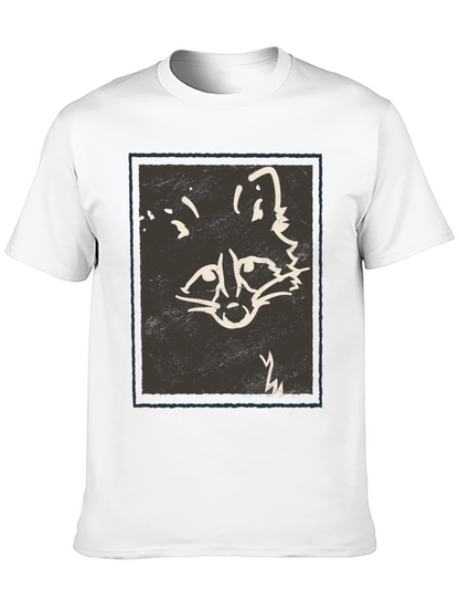 Abstract Raccoon Graphic Print Black T-Shirt