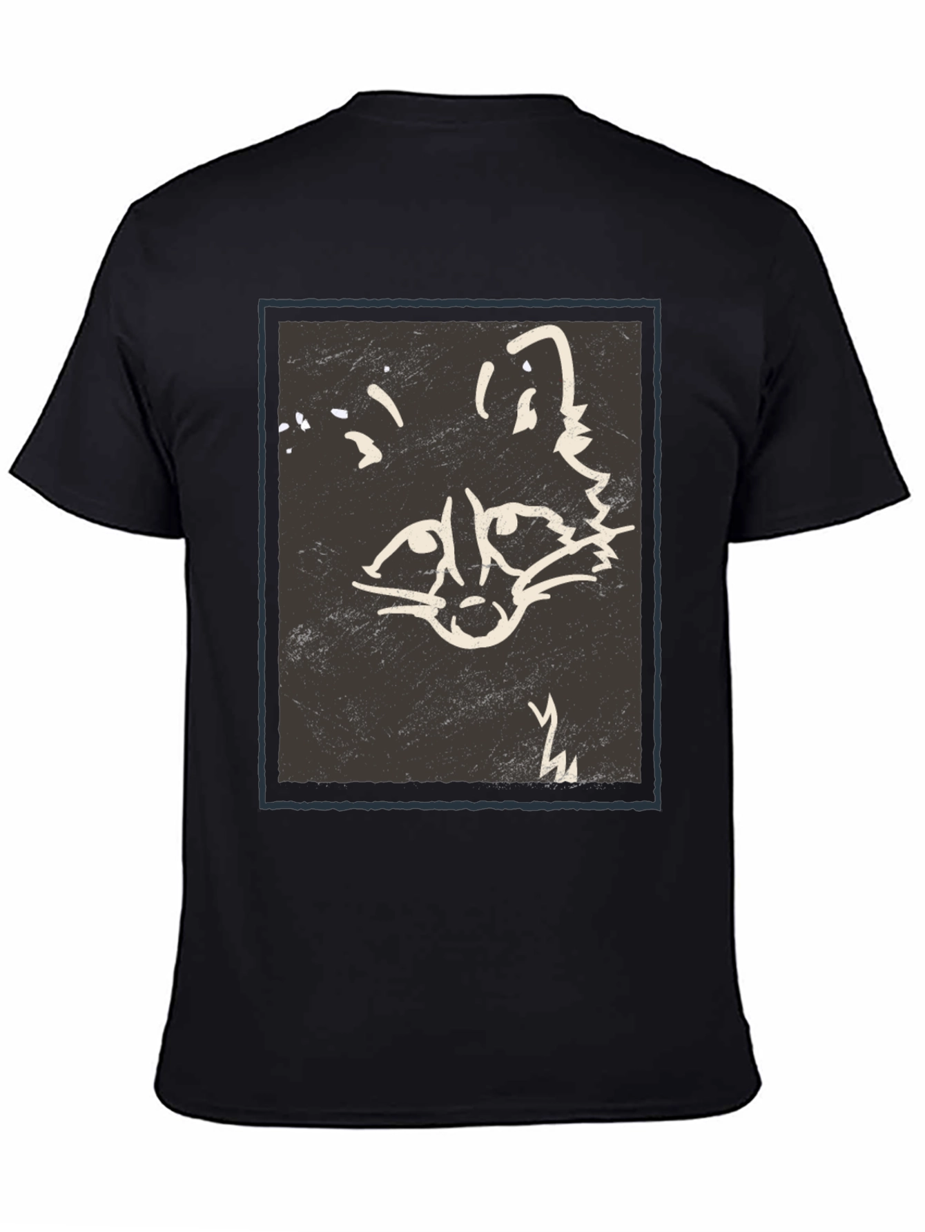 Abstract Raccoon Graphic Print Black T-Shirt