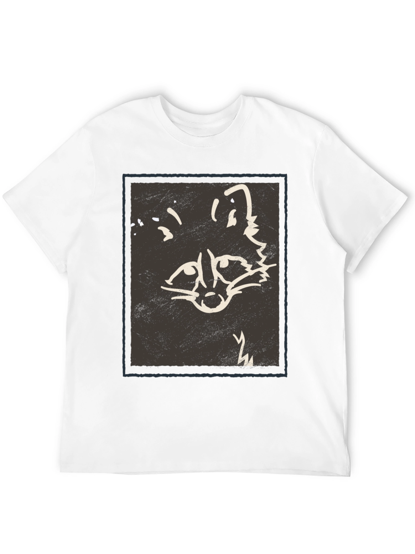 Abstract Raccoon Graphic Print Black T-Shirt