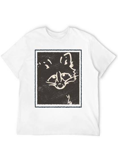 Abstract Raccoon Graphic Print Black T-Shirt