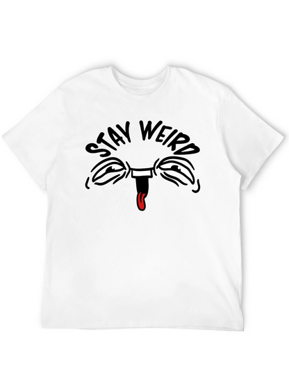 Stay Weird Graphic Tee - Funny Face Black T-Shirt