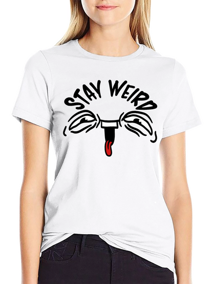 Stay Weird Graphic Tee - Funny Face Black T-Shirt