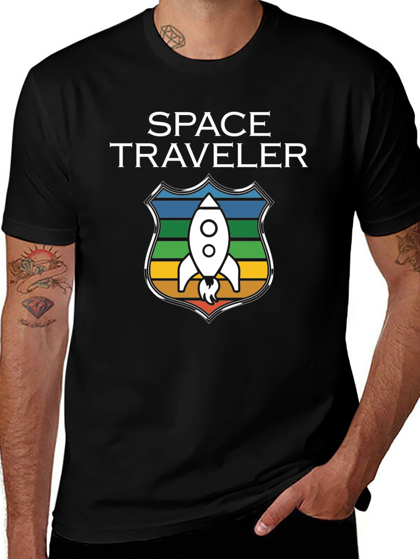 Space Traveler Graphic T-Shirt - Rocket Design