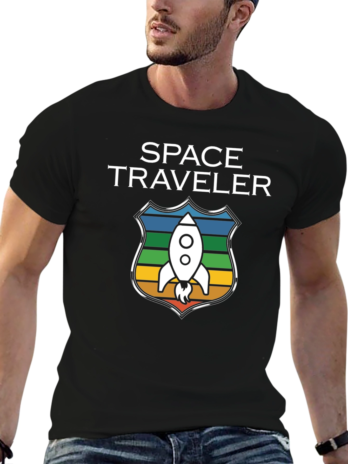Space Traveler Graphic T-Shirt - Rocket Design
