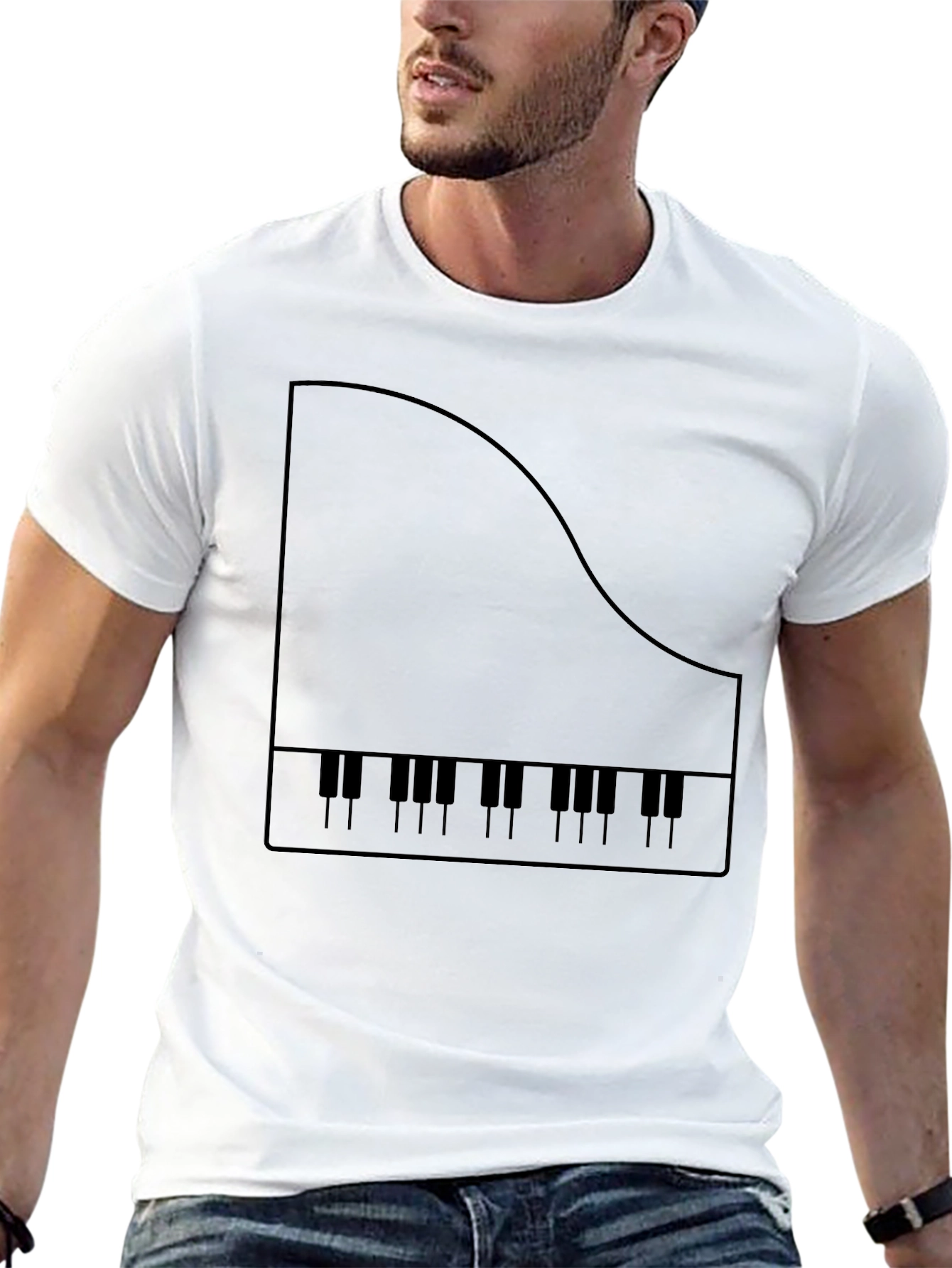 Piano Keys Graphic Tee - Black Cotton T-Shirt