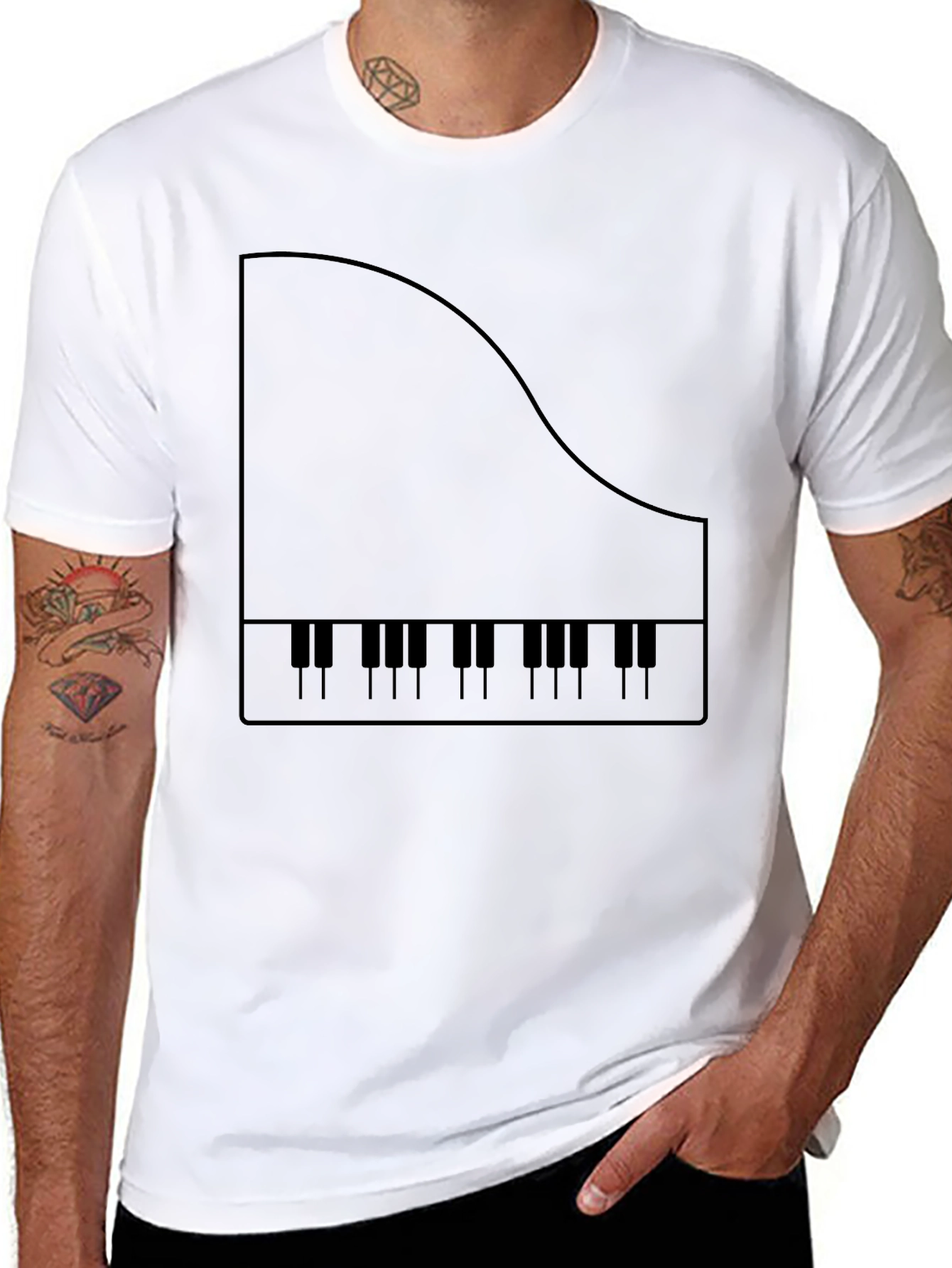 Piano Keys Graphic Tee - Black Cotton T-Shirt