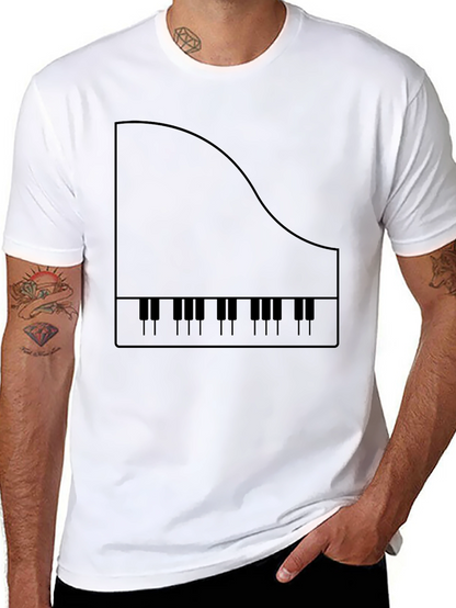 Piano Keys Graphic Tee - Black Cotton T-Shirt