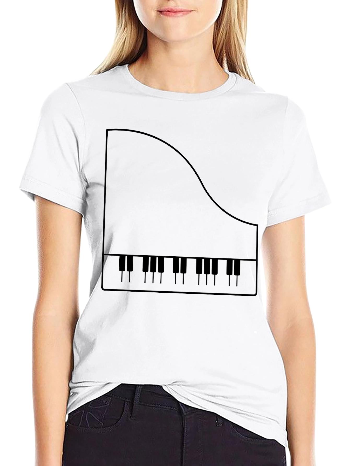 Piano Keys Graphic Tee - Black Cotton T-Shirt