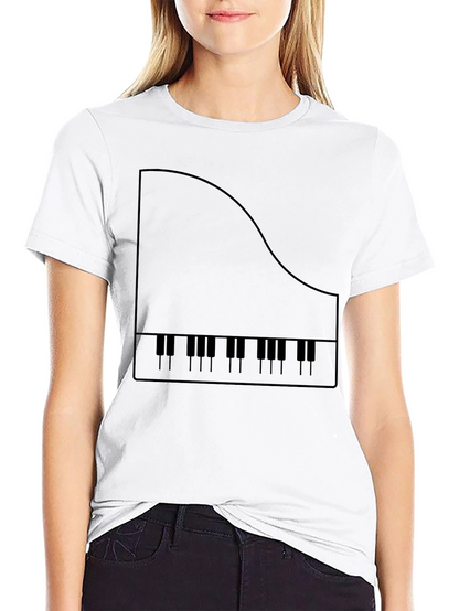 Piano Keys Graphic Tee - Black Cotton T-Shirt