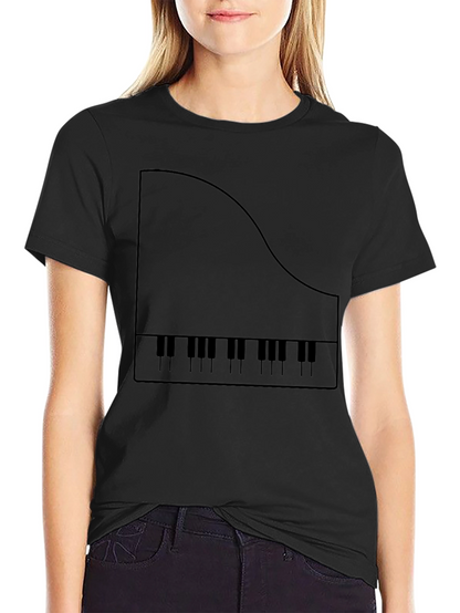 Piano Keys Graphic Tee - Black Cotton T-Shirt