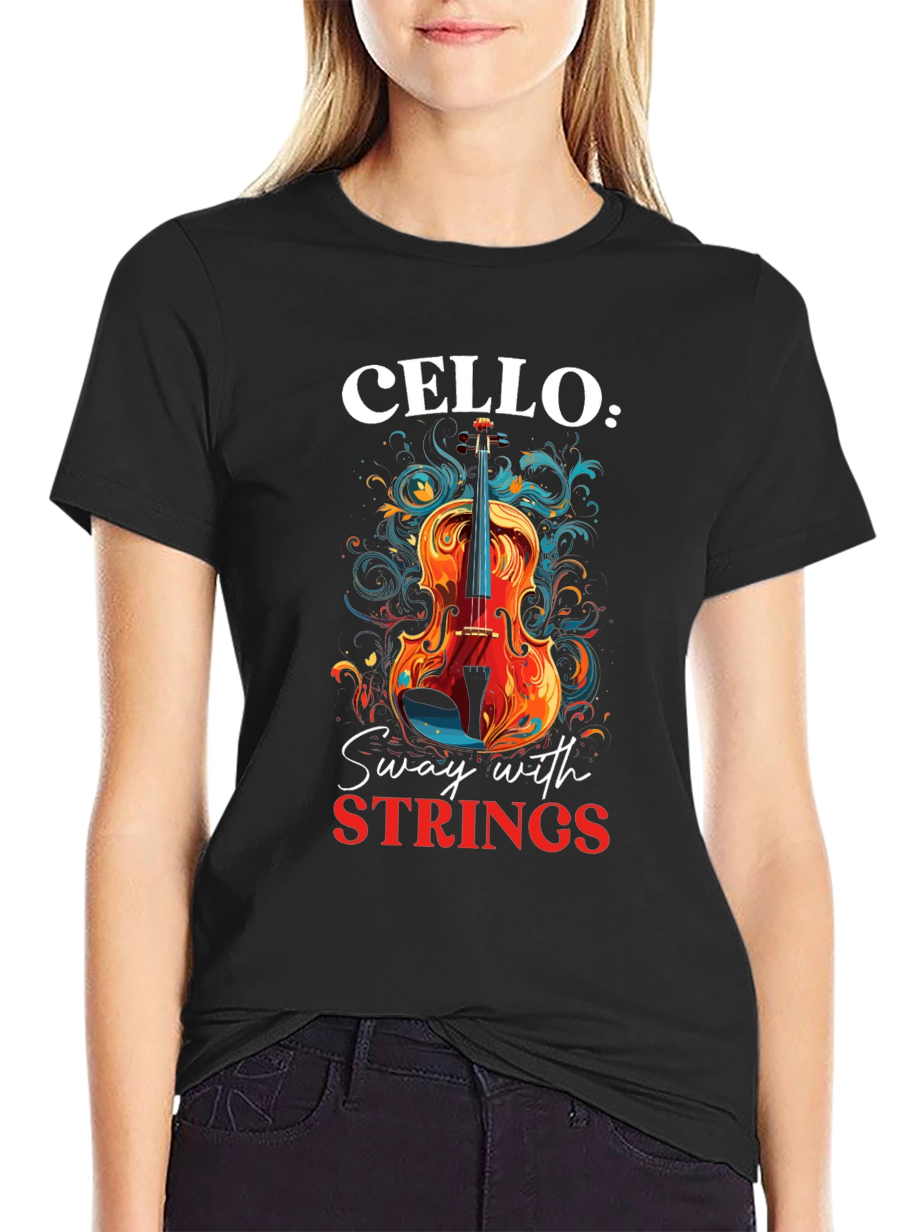 Cello Sway with Strings Graphic T-Shirt