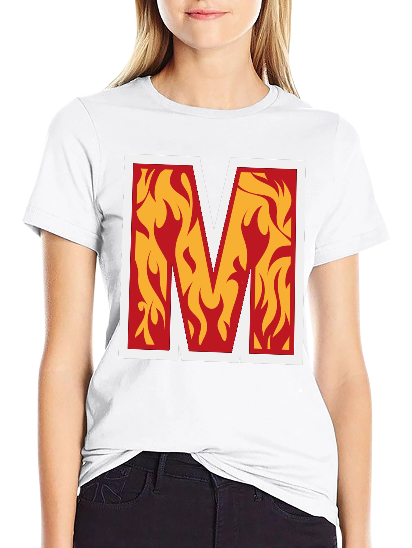Fiery M Graphic Tee - Bold Black T-Shirt