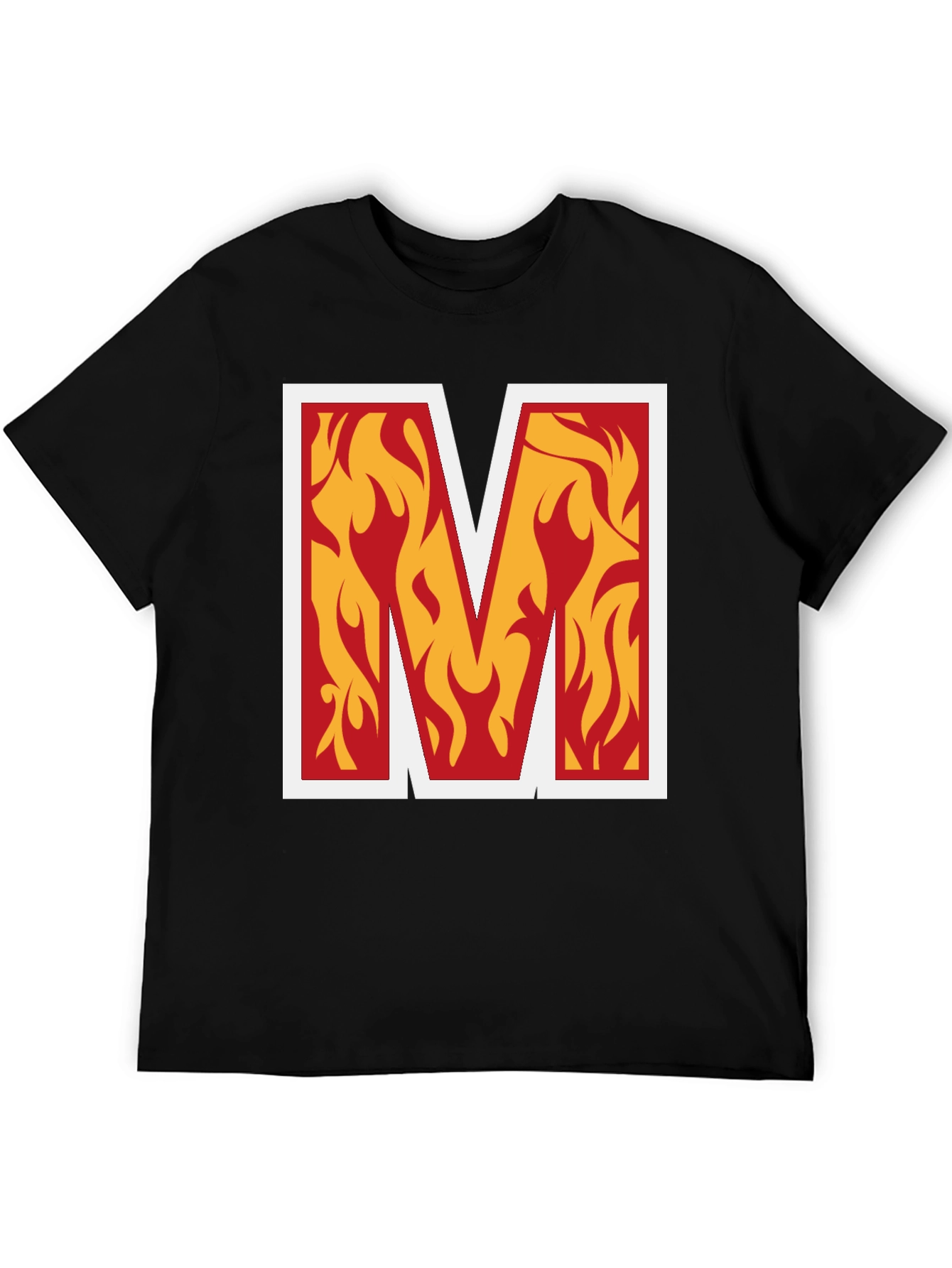 Fiery M Graphic Tee - Bold Black T-Shirt