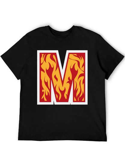 Fiery M Graphic Tee - Bold Black T-Shirt