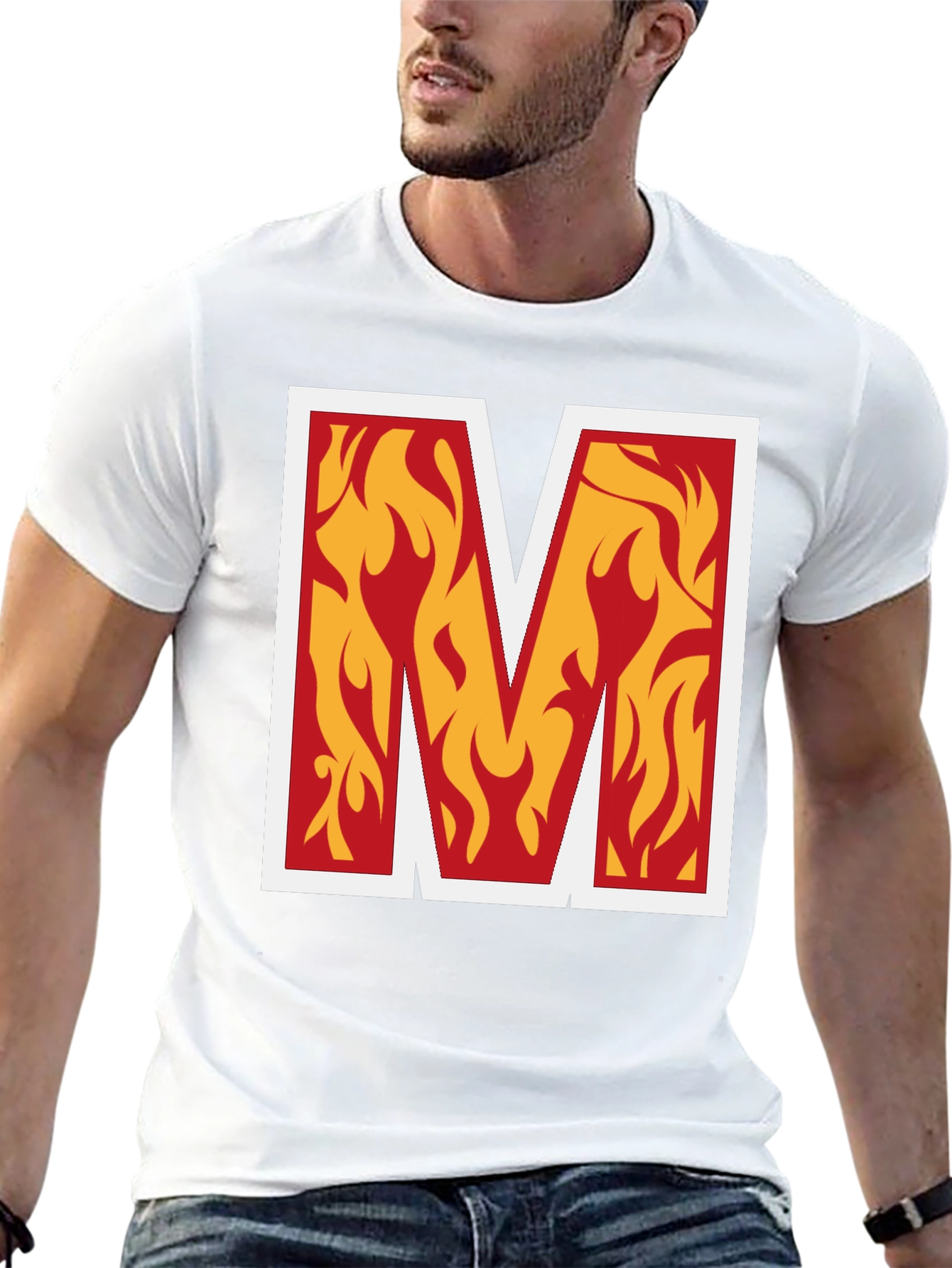 Fiery M Graphic Tee - Bold Black T-Shirt