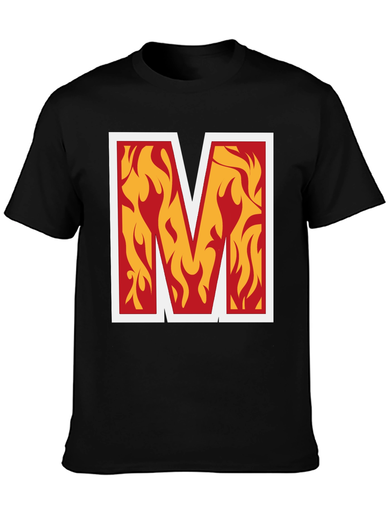 Fiery M Graphic Tee - Bold Black T-Shirt