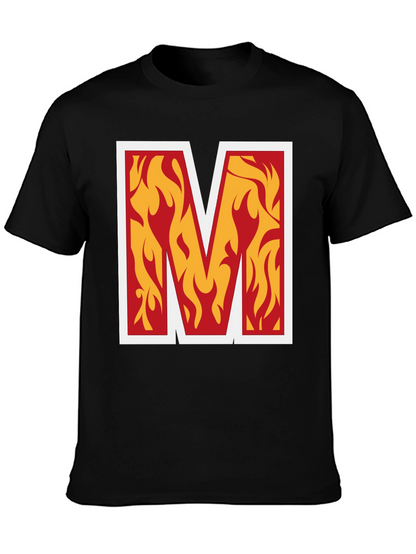 Fiery M Graphic Tee - Bold Black T-Shirt