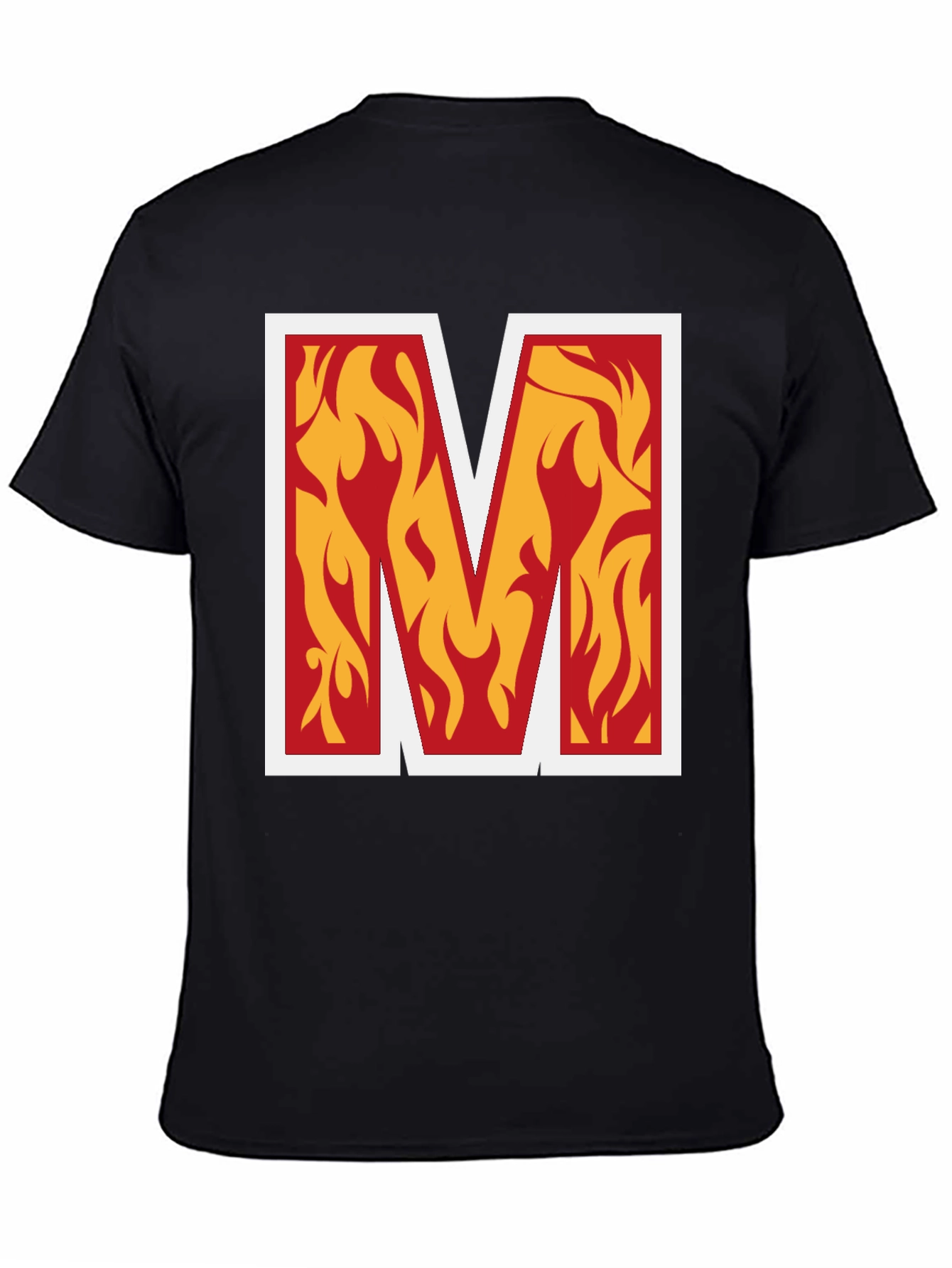 Fiery M Graphic Tee - Bold Black T-Shirt