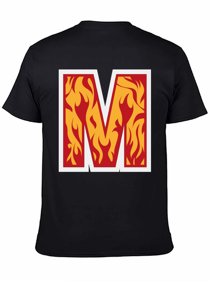 Fiery M Graphic Tee - Bold Black T-Shirt