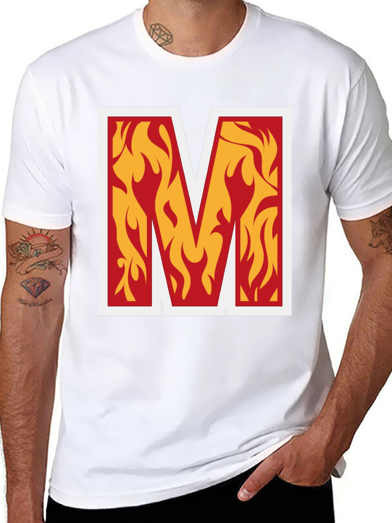 Fiery M Graphic Tee - Bold Black T-Shirt