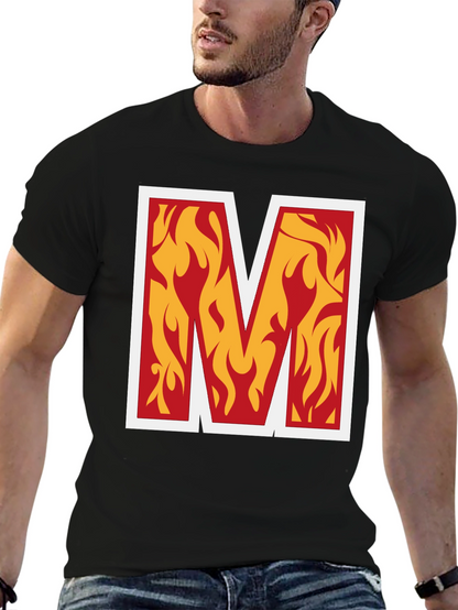 Fiery M Graphic Tee - Bold Black T-Shirt