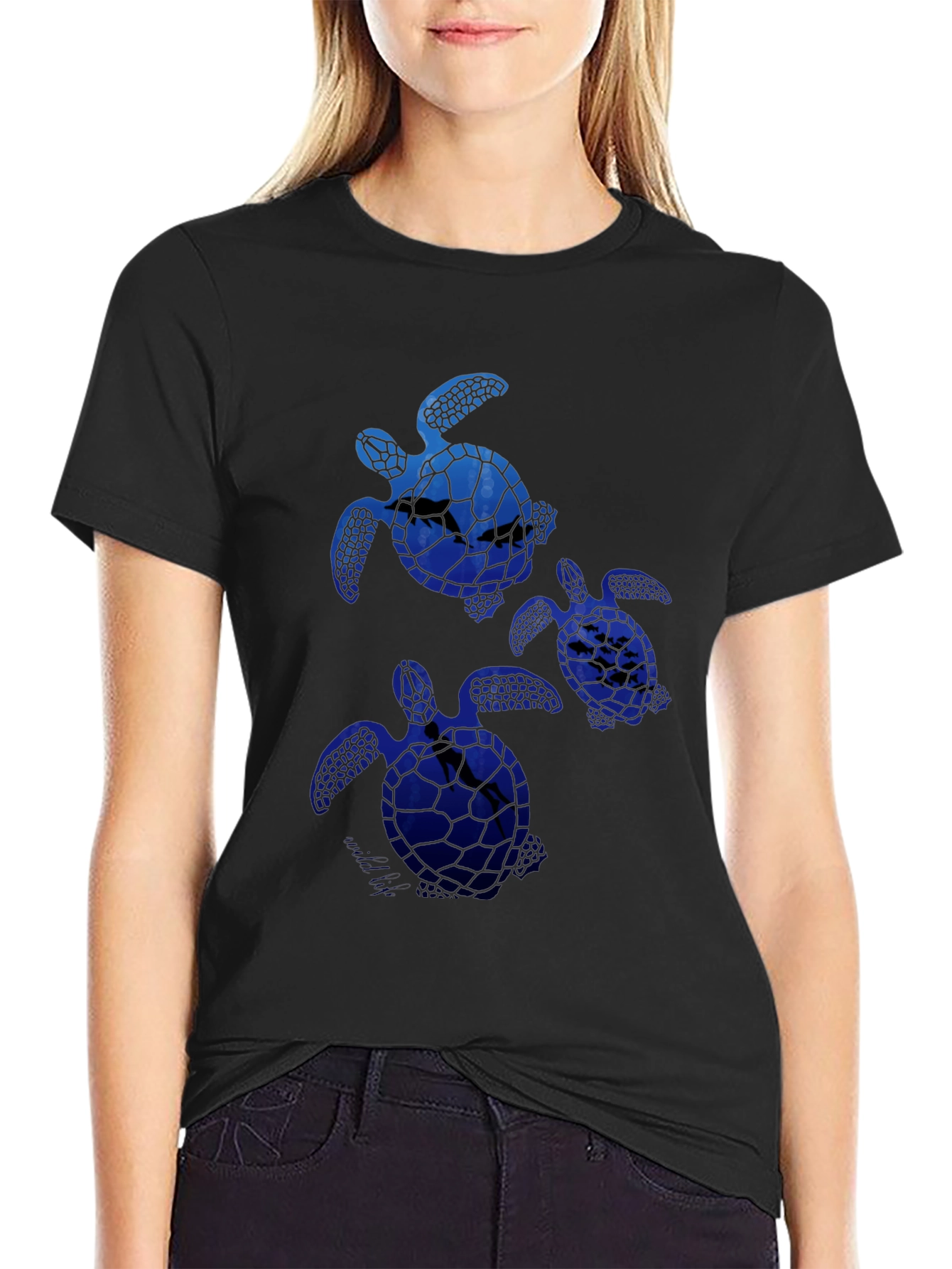 Sea Turtle Graphic Tee -  Mens Black T-Shirt