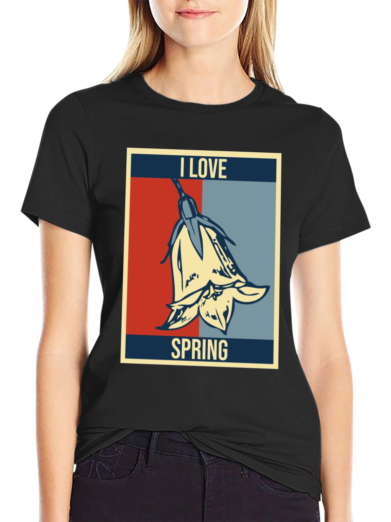 I Love Spring Graphic T-Shirt - Floral Design