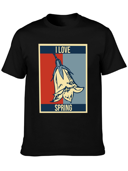 I Love Spring Graphic T-Shirt - Floral Design