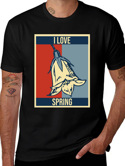 I Love Spring Graphic T-Shirt - Floral Design