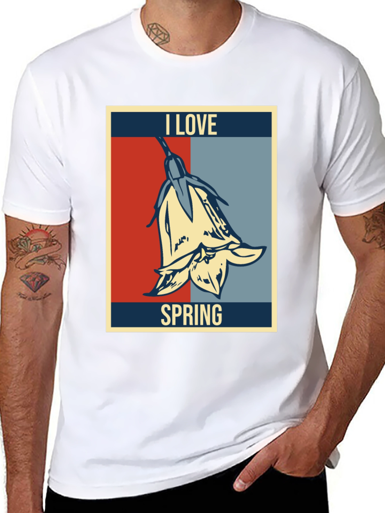 I Love Spring Graphic T-Shirt - Floral Design