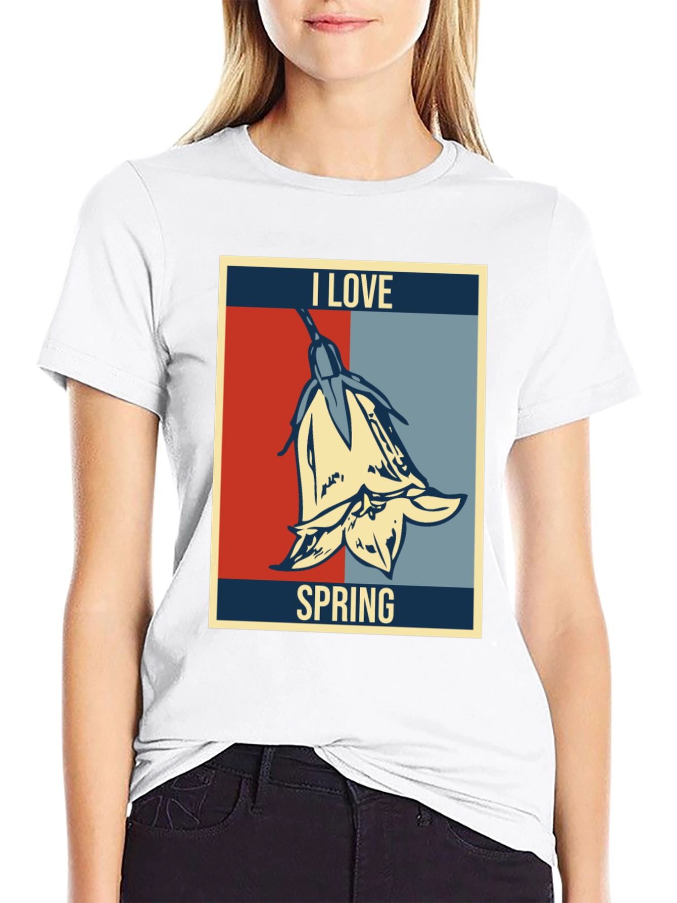 I Love Spring Graphic T-Shirt - Floral Design