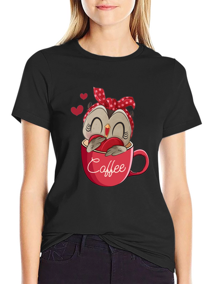 Owl Coffee Lover T-Shirt - Cute Valentines Day Design