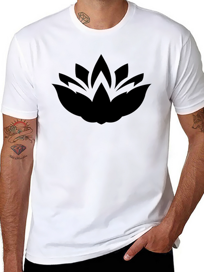 Mens Black Lotus Graphic T-Shirt